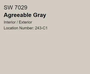 Sherwin Williams Agreeable Gray SW7029 color swatch.
