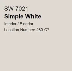 Sherwin Williams Simple White SW7021 color swatch.