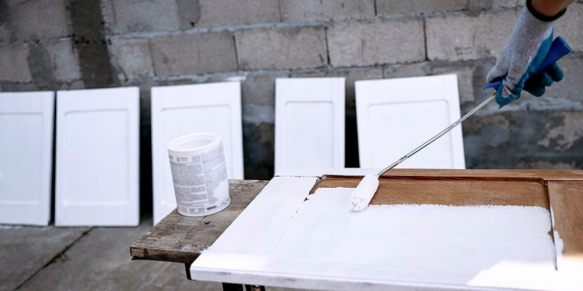 Cabinets being painted white