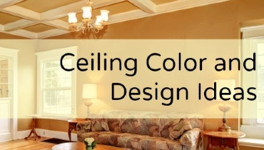 Blog title superimposed over a photo of a living room with an orange and white ceiling