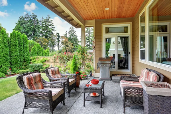 Nice outdoor patio setting on warm summer day