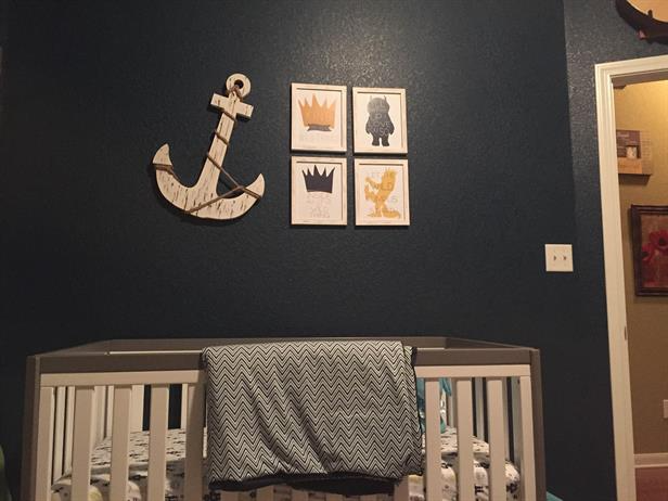 Dark blue nursery baby.