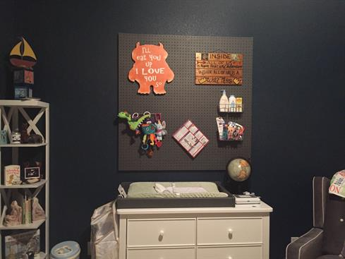 Dark paint baby room nursery blue.