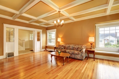 Large, Open Room with Warm-Colored Walls