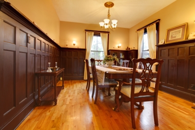 Mustard and Dark Brown Painted Dining Room 