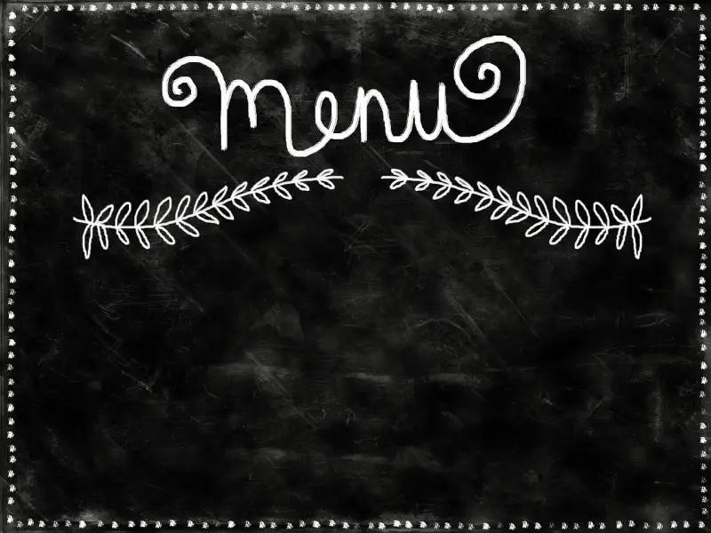 Chalkboard with the word "Menu" Written on it