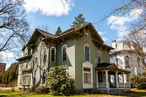 Victorian house in fall weather