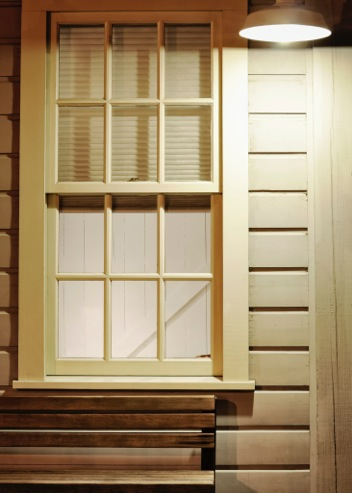 Well lit first floor window.