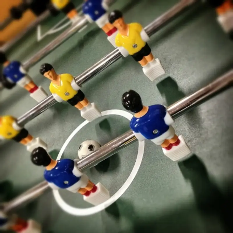 Close-up of table soccer figurines