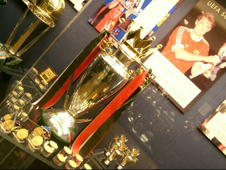 Trophies in a display
