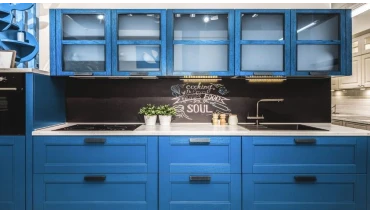 blue kitchen cabinets