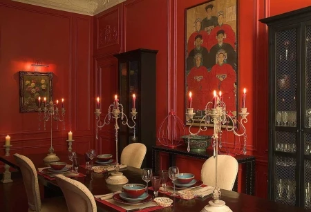 image of a red dining room