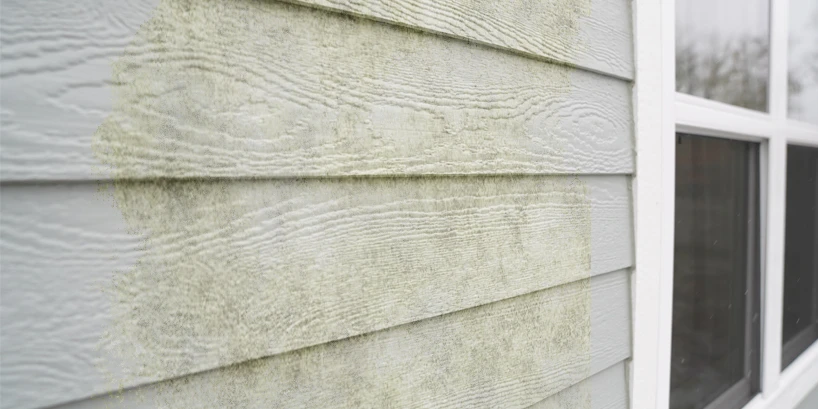 Green algae on vinyl siding