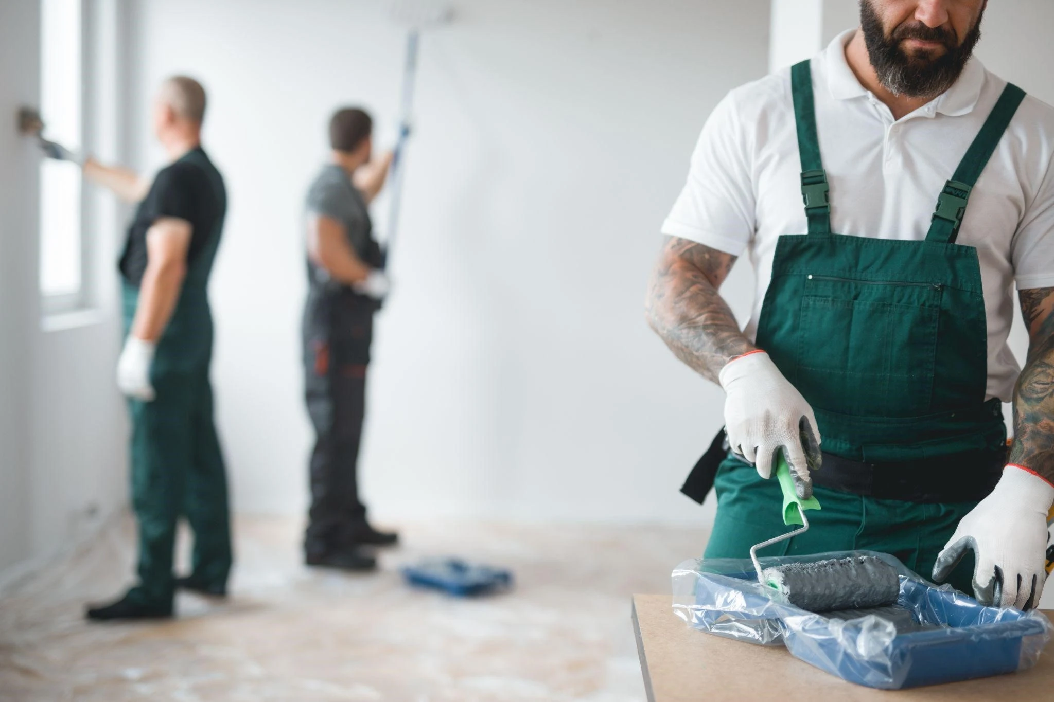 Painter preparing to paint during a renovation.