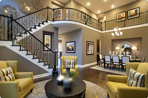 Large living room, dining room, and stairs