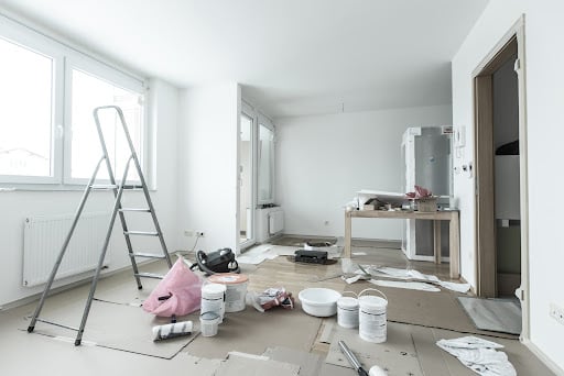 living room in the middle of being remodeled