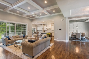 Gorgeous and spacious interiors painted light grey and white