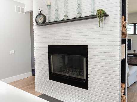 painted brick fireplace