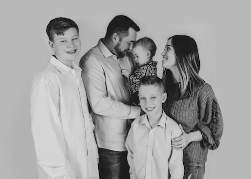 black and white photo of bennett family 