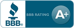 Better Business Bureau A+ rating badge.