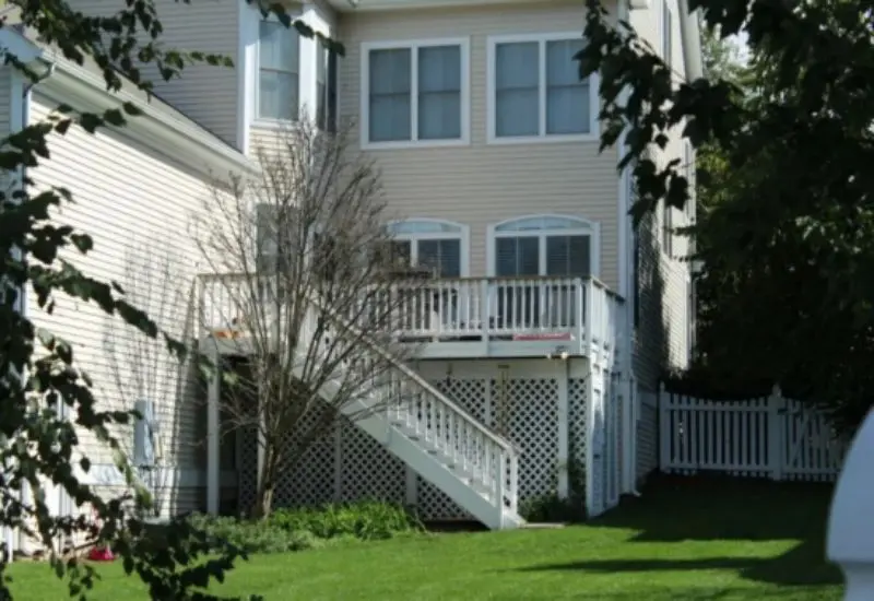 back deck of colonial home